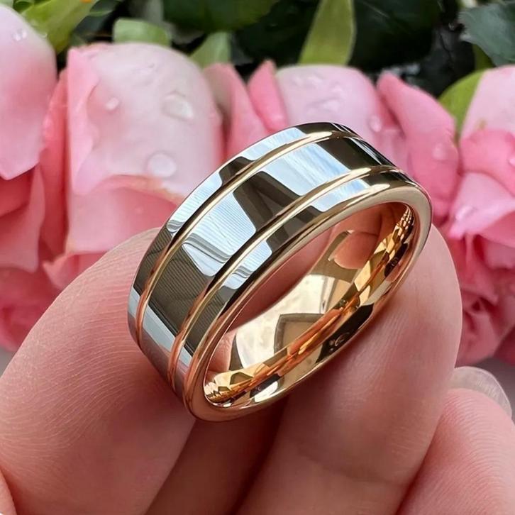 Trouwringen Wolfraam - Gwen - Zilver en Rosé goud, Sieraden, Tassen en Uiterlijk, Ringen, Nieuw, Dame of Heer, Overige kleuren