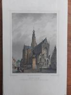 22 / Grote kerk en Standbeeld Coster Haarlem Gravure 1858, Antiek en Kunst, Kunst | Etsen en Gravures, Ophalen of Verzenden