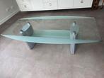 glazen salontafel, Huis en Inrichting, Tafels | Salontafels, Ophalen, Gebruikt, 100 tot 150 cm, 50 tot 100 cm