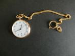 39SI: Goudkleurig zakhorloge met ketting, Sieraden, Tassen en Uiterlijk, Horloges | Heren, Overige merken, Staal, Gebruikt, Staal
