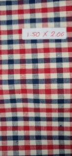 Katoenen Quiltstof - Blauw Rood Ruit - 2.00x1.00m, Overige kleuren, Ophalen of Verzenden, 30 tot 120 cm, Katoen