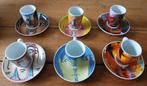 Yong Faces set van 6 espresso kop-en-schotels, Huis en Inrichting, Keuken | Servies, Keramiek, Ophalen of Verzenden, Zo goed als nieuw