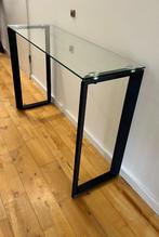 glazen sidetabel / halfetafel, Huis en Inrichting, Tafels | Sidetables, Ophalen, Zo goed als nieuw, Glas, 25 tot 50 cm