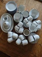 Origineel Hema Servies wit met blauwe rand, Ophalen, Zo goed als nieuw, Effen, Aardewerk