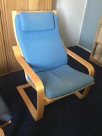 Poang stoel Blauwe kussens, Huis en Inrichting, Fauteuils, Ophalen of Verzenden, Zo goed als nieuw, 50 tot 75 cm