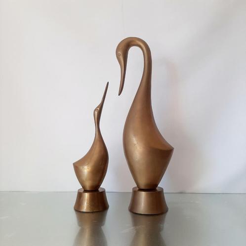 Set beelden vogels in messing | Vintage metalen beeld | Gest, Verzamelen, Retro, Huis en Inrichting, Verzenden