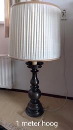 Vintage Houten Tafellamp met Stoffen Kap, Ophalen, Hout, Gebruikt, 100 tot 150 cm