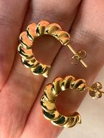 Zilveren vergulde creolen wokkels - 2 cm, Hangers, Verzenden, Zo goed als nieuw, Goud