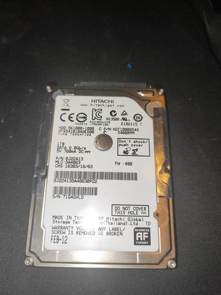 Hitachi 1tb werkt wel maar krijg gezondheids waarschuwing c5, Computers en Software, Harde schijven, Niet werkend, Desktop, Ophalen of Verzenden