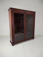 Mahonie Boekenkast / Vitrinekast – Antiek Glas, Ophalen