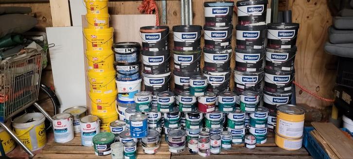 Wijzonol Wijzotex muurverf zijdeglans Hechtprimer enz, Doe-het-zelf en Verbouw, Verf, Beits en Lak, Nieuw, Wit, Ophalen