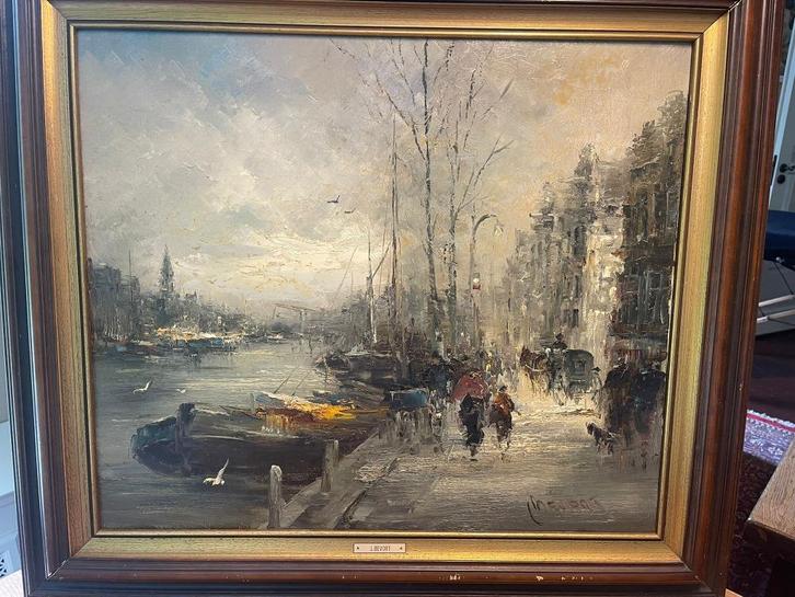 Johan (Jan) Bevort impressionistic European cityscape, Antiek en Kunst, Kunst | Schilderijen | Klassiek, Ophalen of Verzenden