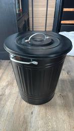 Zwarte stalen prullenbak wasmand mand, Huis en Inrichting, Woonaccessoires | Prullenbakken, Ophalen, Gebruikt, Metaal, Minder dan 50 cm