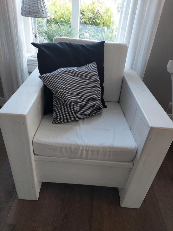 Steigerhouten lounge set voor binnen of buiten, Tuin en Terras, Tuinsets en Loungesets, Zo goed als nieuw, Steigerhout, Bank, Stoel