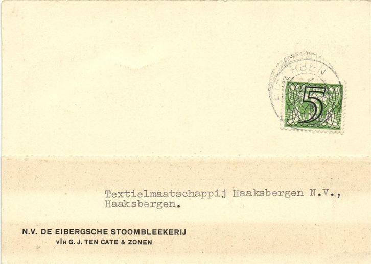 NV De Eibergsche Stoombleekerij, Eibergen - 12.1940 - briefk, Postzegels en Munten, Brieven en Enveloppen | Nederland, Envelop