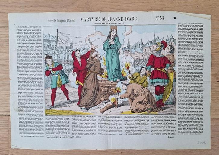 centsprent - volksprent kinderprent Jeanne - D 'Arc, Antiek en Kunst, Antiek | Schoolplaten, Geschiedenis, Ophalen of Verzenden
