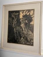 Knotwilgen - originele houtdruk litho - Jan van den Tillart, Ophalen of Verzenden