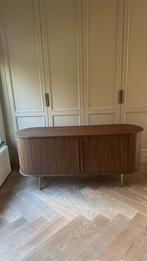 Ovalen walnoot dressoir met messing pootjes, Huis en Inrichting, Ophalen, 25 tot 50 cm, Eikenhout, 150 tot 200 cm