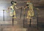 Goudkleurige wayang poppen uit bali, twee stuks, Ophalen of Verzenden