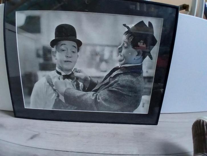 Laurel en Hardy Ingelijste Prent ( de dikke en  de dunne ), Antiek en Kunst, Kunst | Tekeningen en Foto's, Ophalen of Verzenden