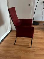 4 leren design eethoekstoelen - rood & zwart, Huis en Inrichting, Zwart, Leer, Ophalen of Verzenden, Zo goed als nieuw