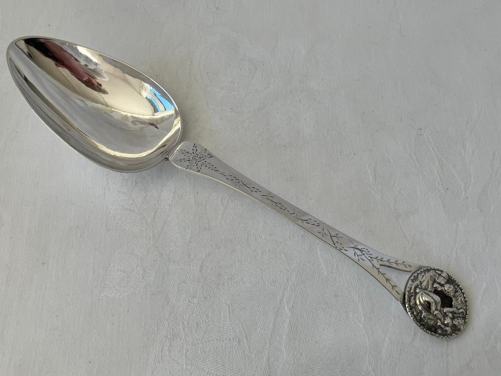 Antieke zilveren gelegenheidslepel, Daniël Sakes Veenstra, Verzenden, Zilver