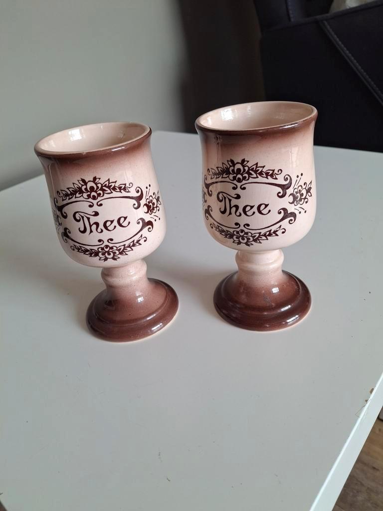Vintage Modica Keramiek Gouda Theekoppen (set van 2), Ophalen of Verzenden