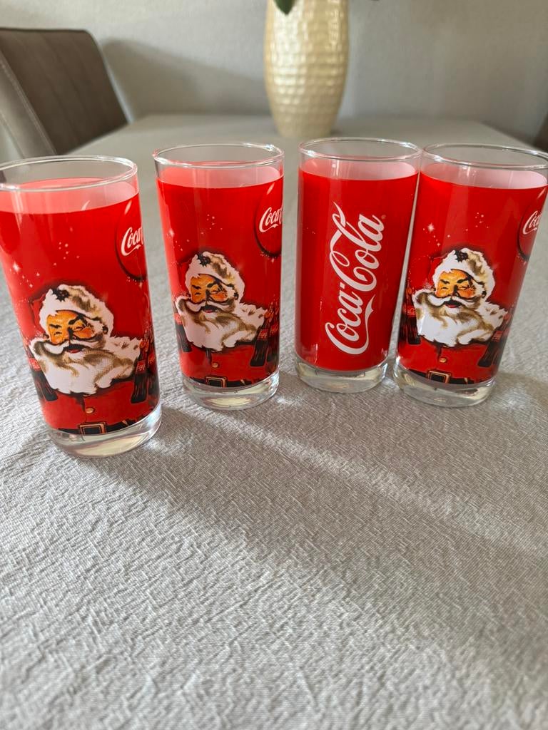 Orginele Coca Cola kerst glazen, Ophalen of Verzenden, Zo goed als nieuw, Frisdrankglas