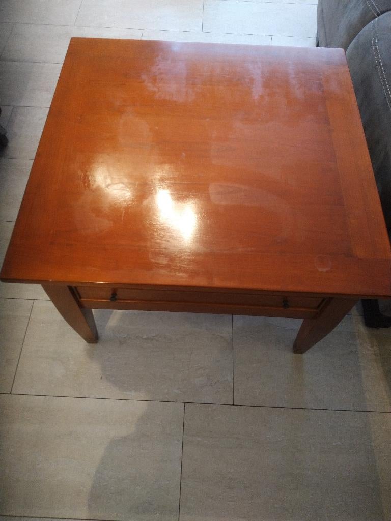 Teak salontafel met lade ,Stereokast met klep platenspeler, Ophalen, 50 tot 100 cm, Klassiek, Teakhout
