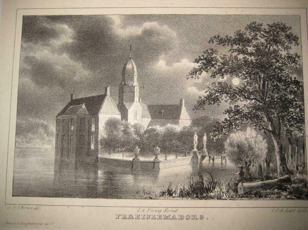 70 / Slochteren  Kasteel Fraeylemaborg  Litho 1846, Antiek en Kunst, Ophalen of Verzenden