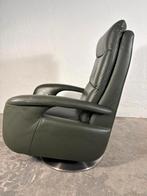 Leren recliner swivel fauteuil, groen, Ophalen, Tweedehands, Tweedehands, 75 tot 100 cm