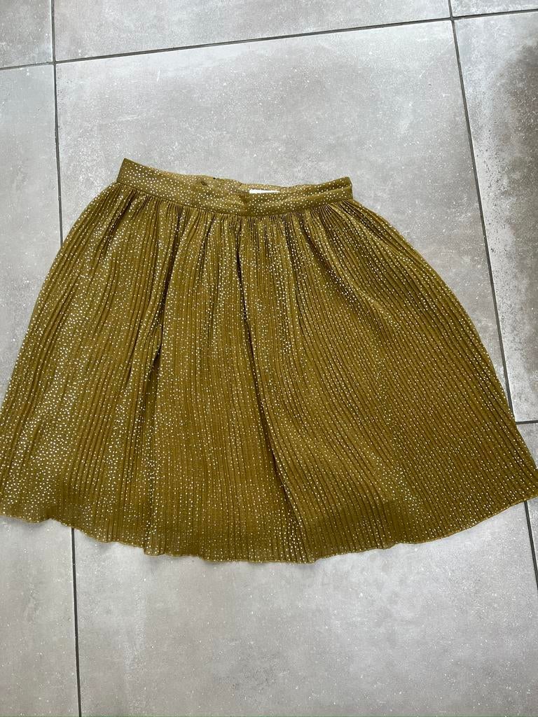 H&M GROEN PLISSÉ ROK KORT ROKJE MET SUPTIELE GLITTER MAAT 36, Ophalen of Verzenden, Zo goed als nieuw, Maat 36 (S), Boven de knie