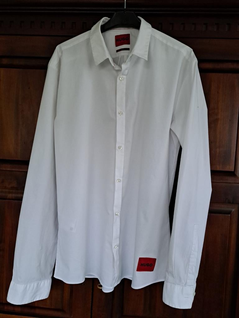 Hugo extra slim fit stretch overhemd wit maat M, Kleding | Heren, Overhemden, Wit, Zo goed als nieuw, Hugo, Halswijdte 39/40 (M)