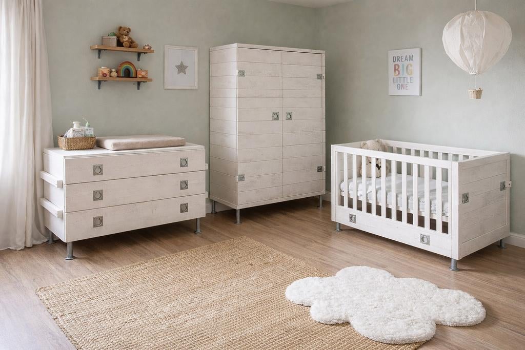 Industriële commode met steigerbuis onderstel, Ophalen of Verzenden, Zo goed als nieuw, Jongetje of Meisje