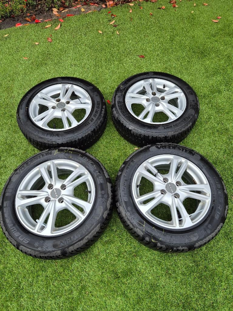 Complete Winterset (velgen en banden) zeer in goede staat, Ophalen, Gebruikt, 15 inch, Velg(en)