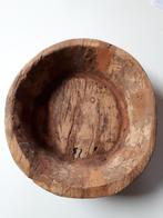 Sober houten schaal landelijk rustiek olijfbak trog, Gebruikt, Schaal, Rond, Ophalen of Verzenden