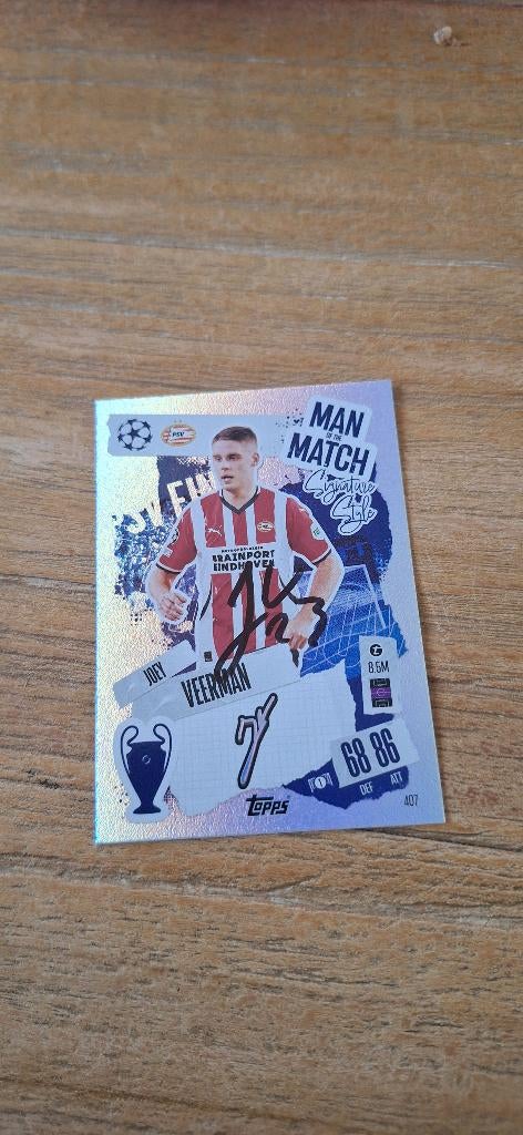 Topps trading card met handtekening; Joey Veerman # PSV, Ophalen of Verzenden, Nieuw, PSV, Spelerskaart