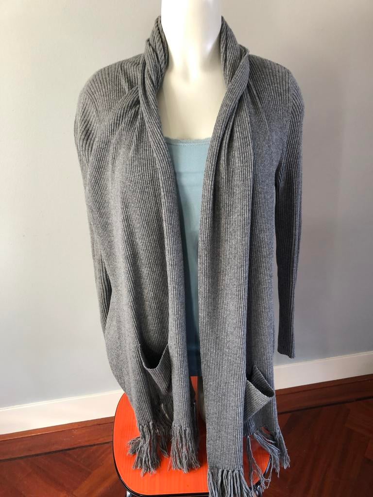 Bogner zijde wol wollen cashmere grijs vest sjaal 42 l, Ophalen of Verzenden, Zo goed als nieuw, X, Grijs