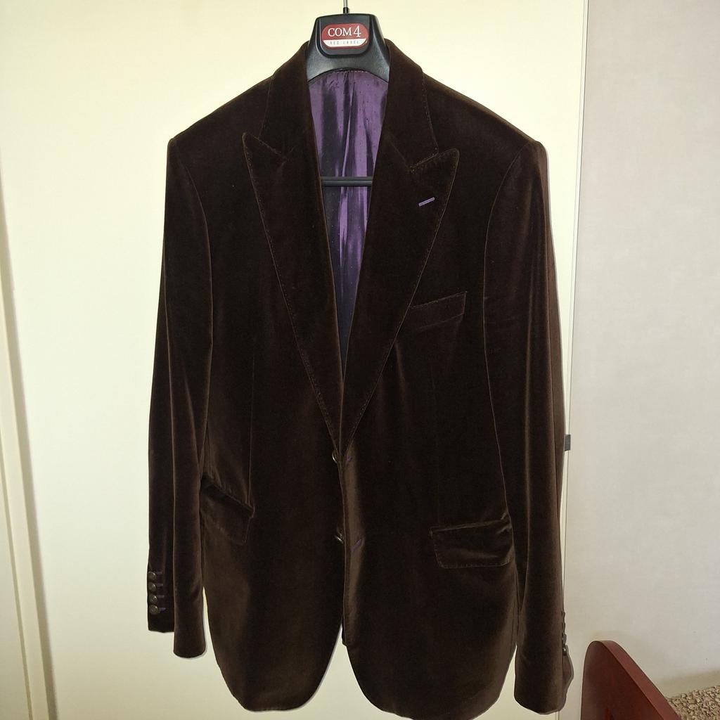 Bruine SAND Velvet Blazer - Stijlvol en Elegant, Kleding | Heren, Maat 52/54 (L), Bruin, Ophalen of Verzenden, Zo goed als nieuw