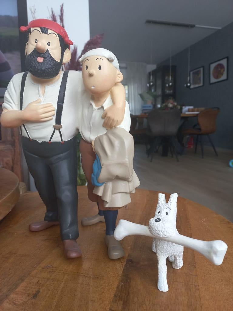 Groot vintage beeld Kuifje, Kapitein Haddock & Bobbie, Verzamelen, Beelden en Beeldjes, Ophalen of Verzenden