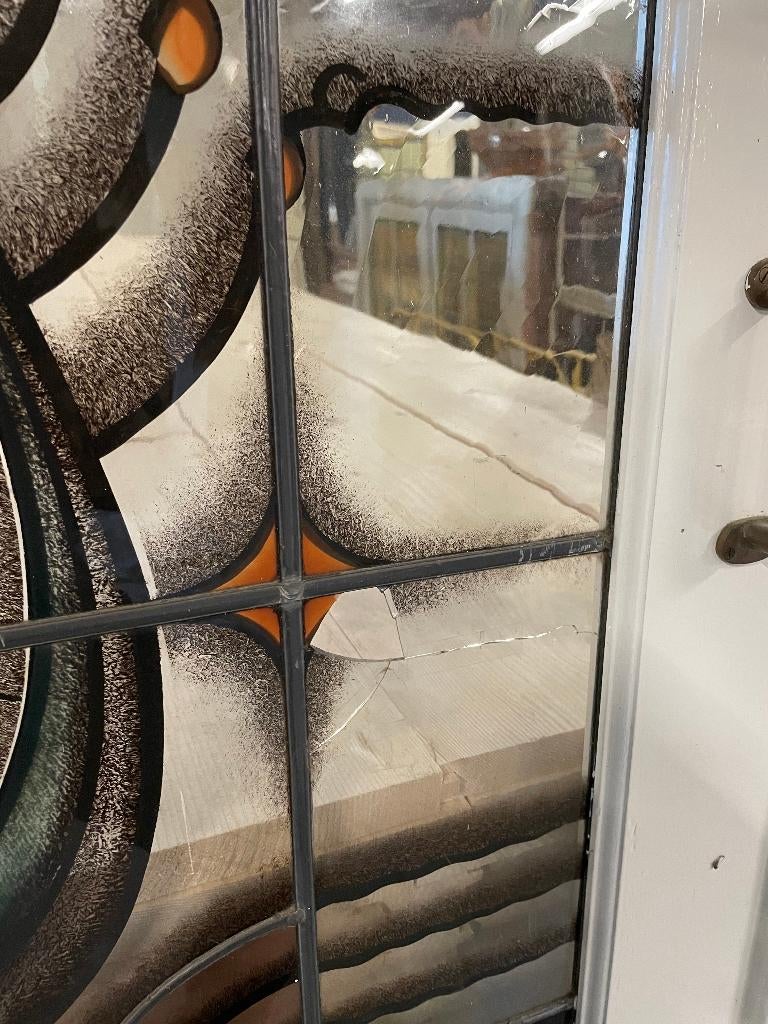 Set schuif / en-suite deuren met glas in lood 229x177cm., Antiek en Kunst, Ophalen