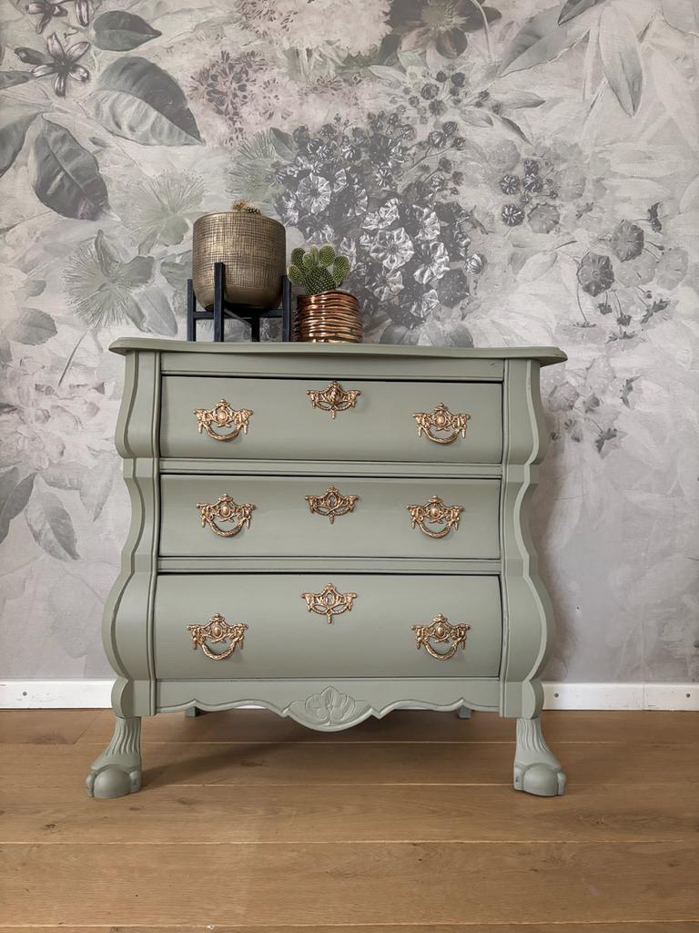 Landelijk groen buikkastje met 3 laden, Huis en Inrichting, Ophalen, Gebruikt, 50 tot 100 cm, 3 of 4 laden