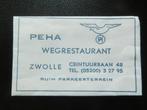 suikerzakje PEHA wegrestaurant  Zwolle, Verzamelen, Suikerzakjes, Ophalen of Verzenden
