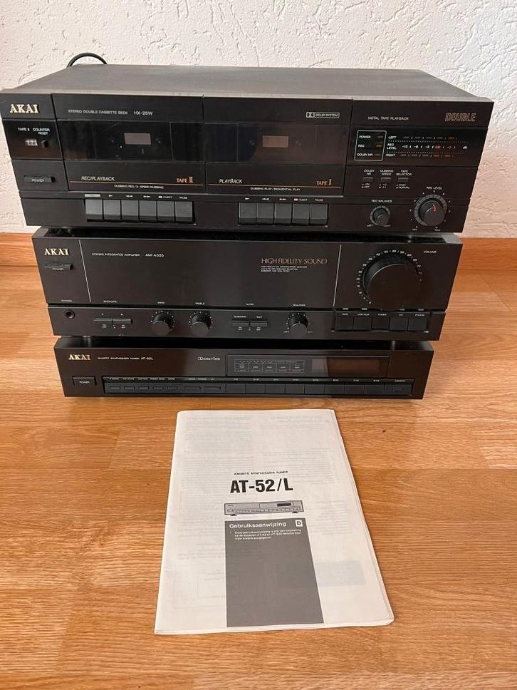 AKAI stereo set (AT-52L, AM-A335, HX-25W), Audio, Tv en Foto, Versterkers en Receivers, Gebruikt, Minder dan 60 watt, Overige merken