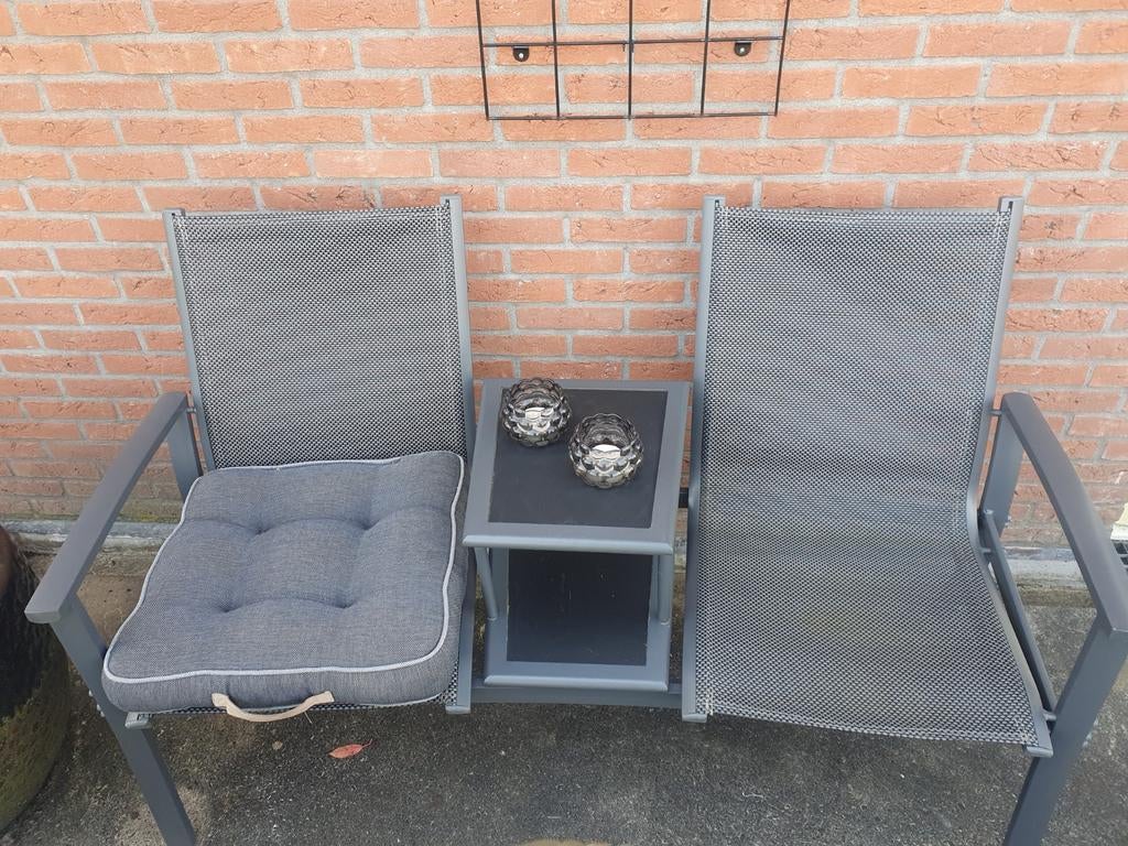 Duo tuinbank met kussens, Tuin en Terras, Ophalen of Verzenden, Gebruikt