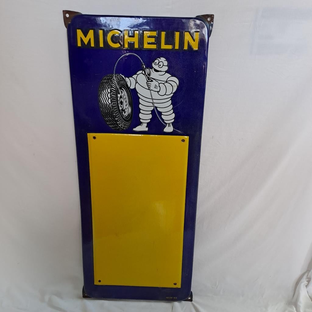 1955 Michelin emaille reclamebord 84x35cm, Verzamelen, Merken en Reclamevoorwerpen, Ophalen of Verzenden, Gebruikt, Reclamebord