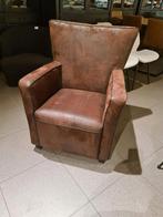 Landelijke fauteuil bruin nubuck leer €35, Ophalen, ., 75 tot 100 cm, .