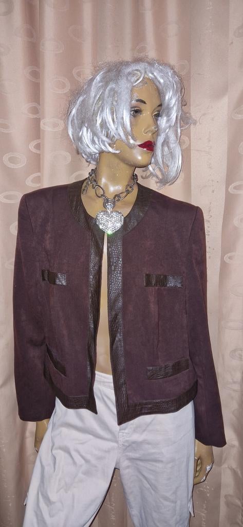 Bruine jas met leerdetails van Edgar vos maat 44 zgan, Bruin, Maat 42/44 (L), Ophalen of Verzenden, Zo goed als nieuw