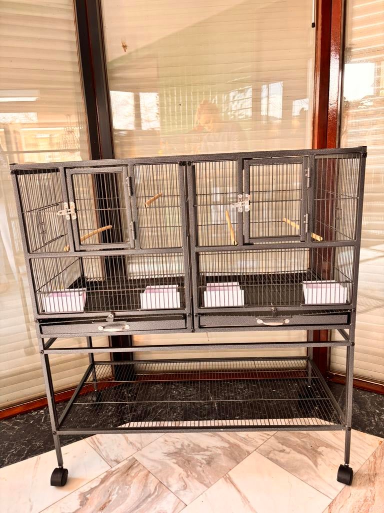 Vogelkooi dubbel zelf ophalen, Dieren en Toebehoren, Ophalen of Verzenden, Nieuw, Metaal, Vogelkooi