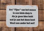 Wonen in een klein dorp reclamebord van metaal wandbord deco, Info@deconoord.nl, Deco Noord, Nieuw, Ophalen of Verzenden